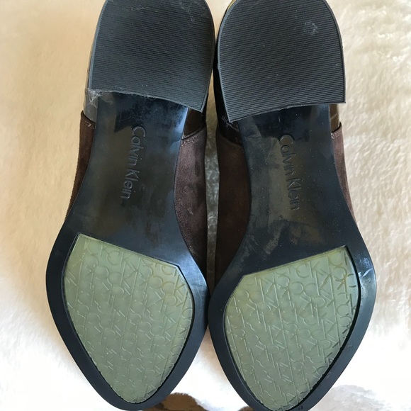 Calvin Klein Brown Suede and Croc Patent Booties - Picture 8 of 9